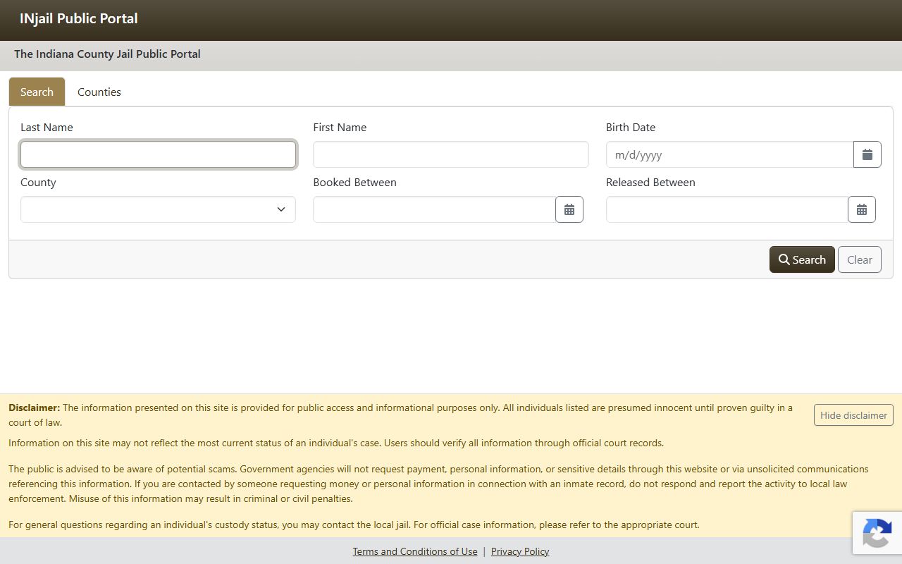 Clinton County arrest records INjail public access lookup