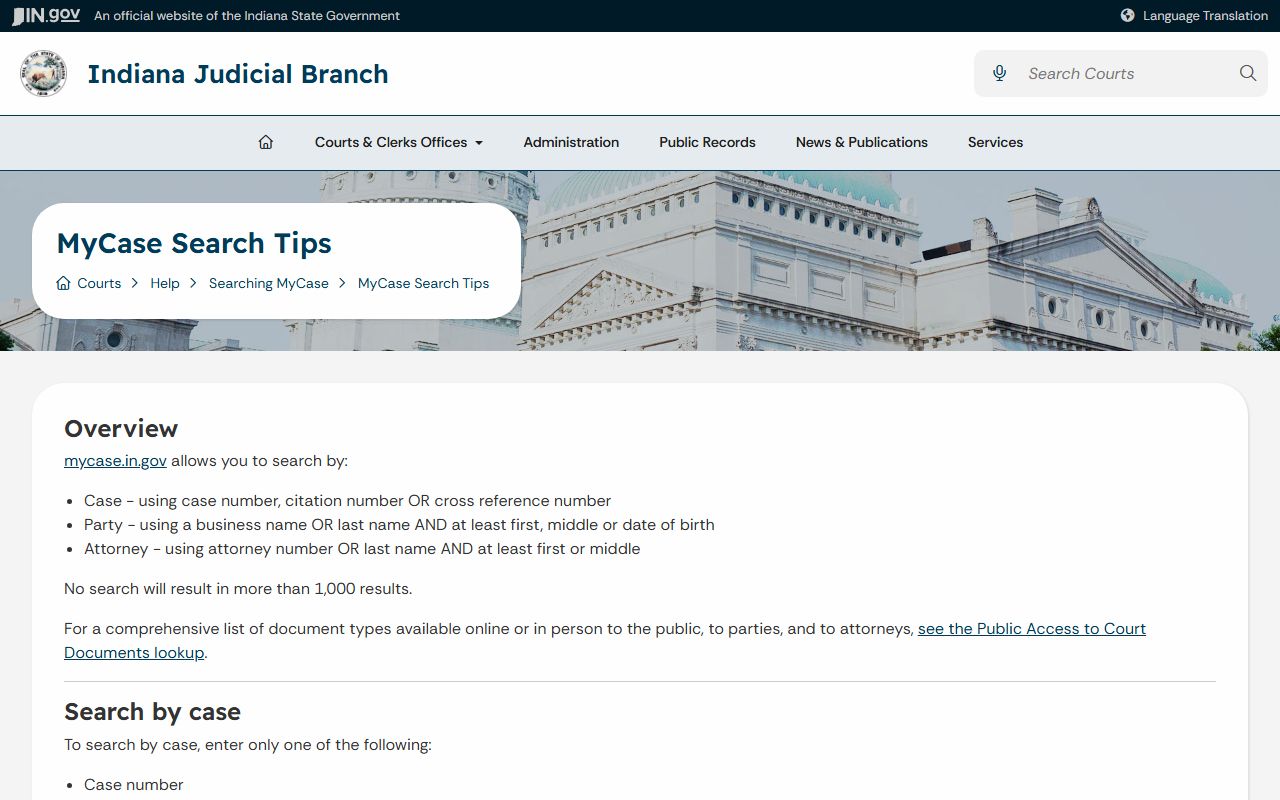 Clinton County court dockets MyCase search tips