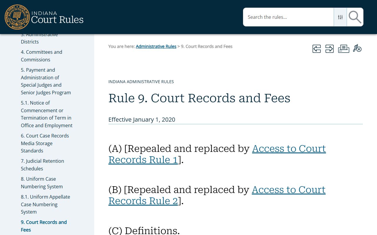 Clinton County court records Indiana Administrative Rule 9 access source