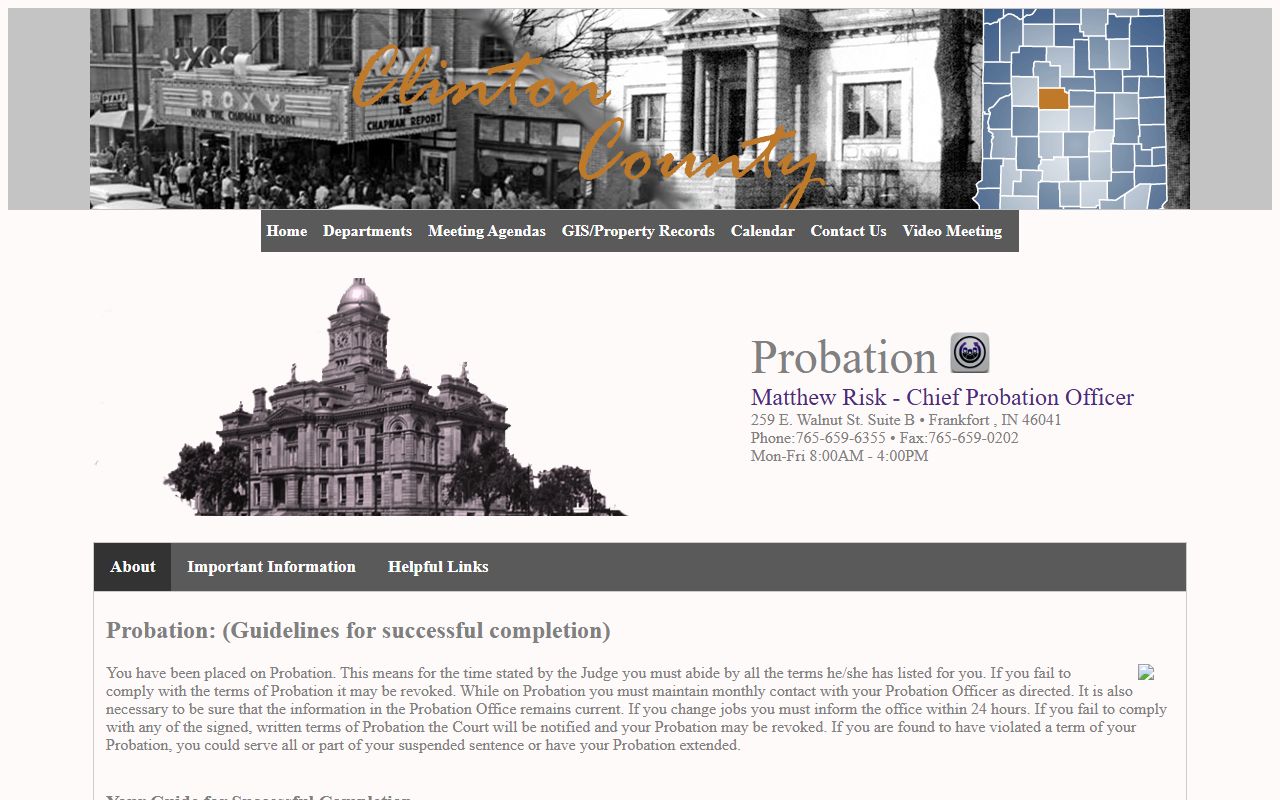 Clinton County court records probation page