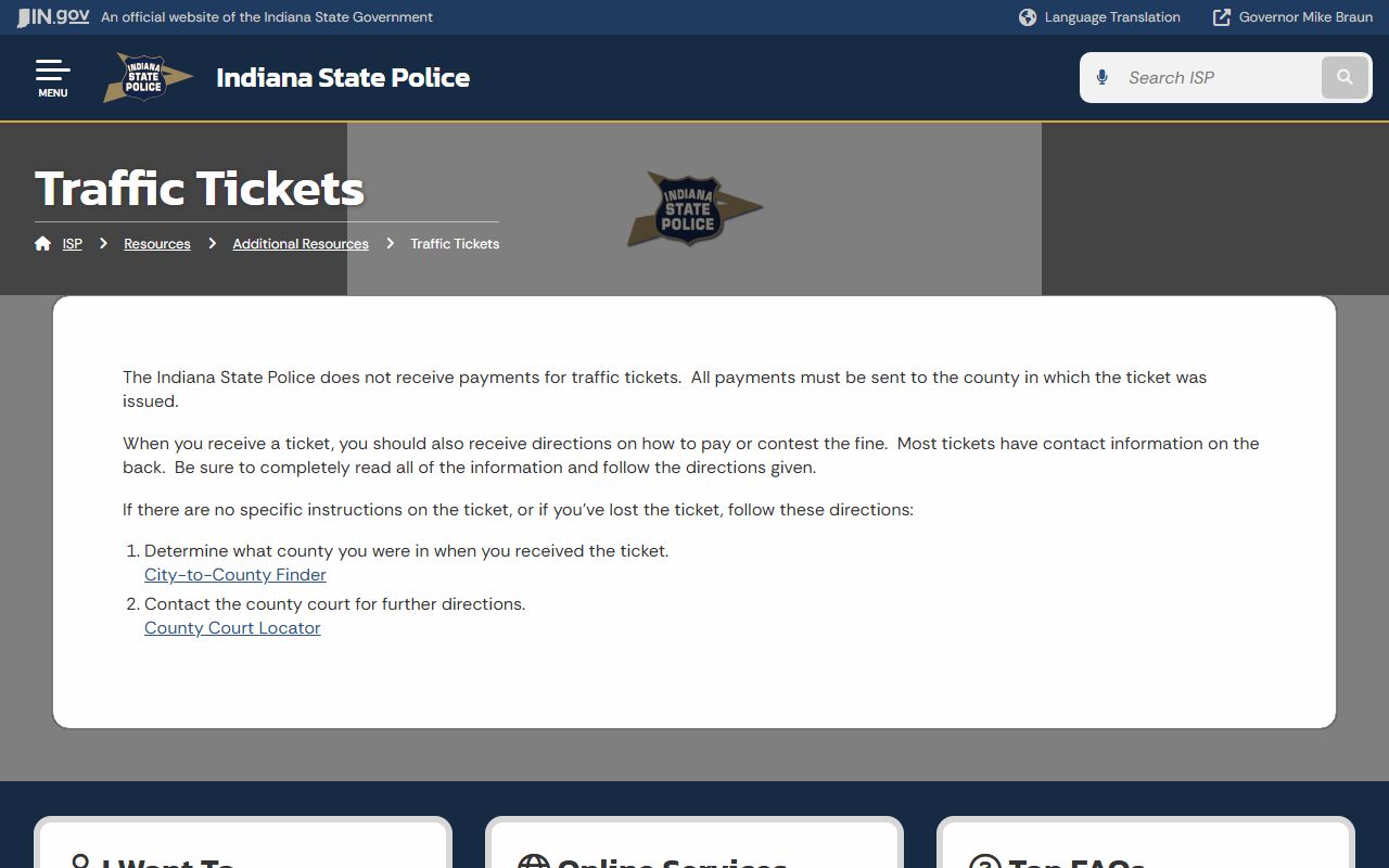 Indiana public traffic ticket payment information